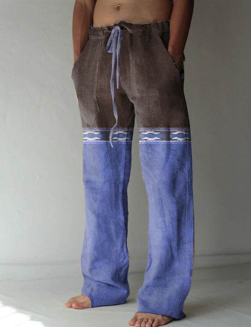 Buycenter Men's Casual Linen Pants - Printed, Loose Fit, Multiple Sizes - Buy Center