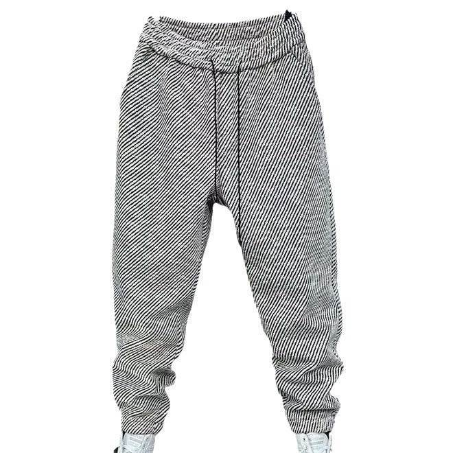 Fashionable Loose Ankle Banded Pants - Mid Waist, Elastic Waist Fit - Buy Center