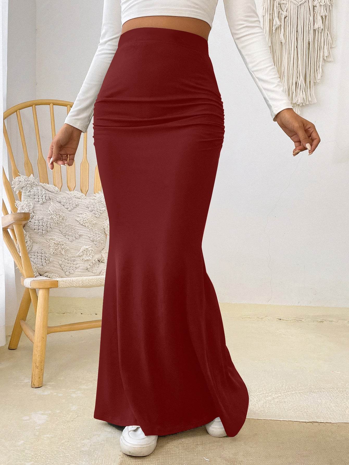 Buycenter Fishtail Skirt - Knitted Solid Color for Street Hipster Style - Buy Center