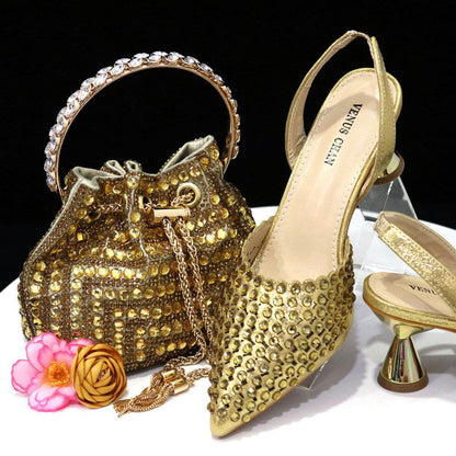 Colorful Stone Handbag & Pumps Set - Elegant Pointed Toe, Modern Style 2025 - Buy Center