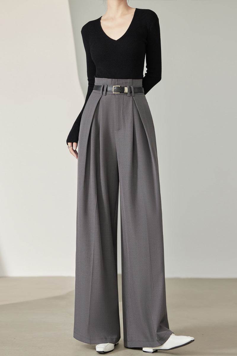 Women's High Waist Wide Leg Pants - Stylish Bud-Shaped Design for 2025 - Buy Center
