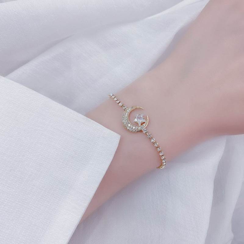 Exquisite Zircon Bracelet for Women - Gold & Silver, Trendy Star Design - Buy Center