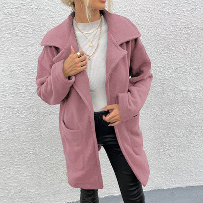 Women's Double-Sided Fleece Mid-Length Coat - Stylish & Cozy Outerwear - Buy Center
