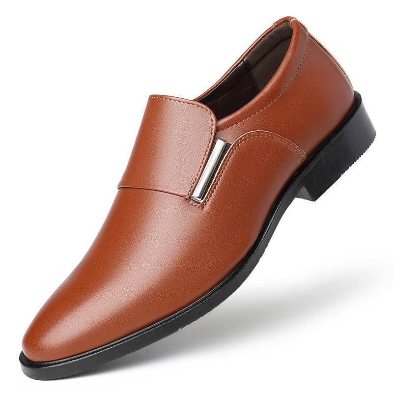 Men's Pointed-Toe Leather Shoes - Slip-On, Stylish Formal Business Wear - Buy Center