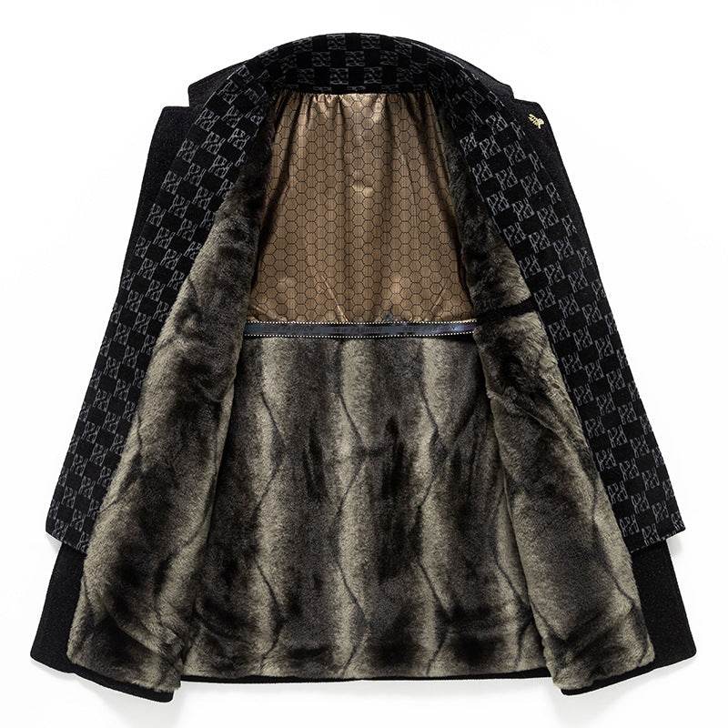 Fashion Men's Woolen Coat - Gold Mink Velvet Parka for All Seasons - Buy Center