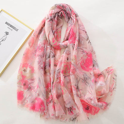 Women's Rose Bronzing Scarf - Versatile Cotton Linen Wrap for Every Occasion - Buy Center