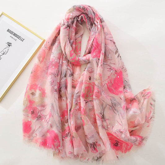 Women's Rose Bronzing Scarf - Versatile Cotton Linen Wrap for Every Occasion - Buy Center