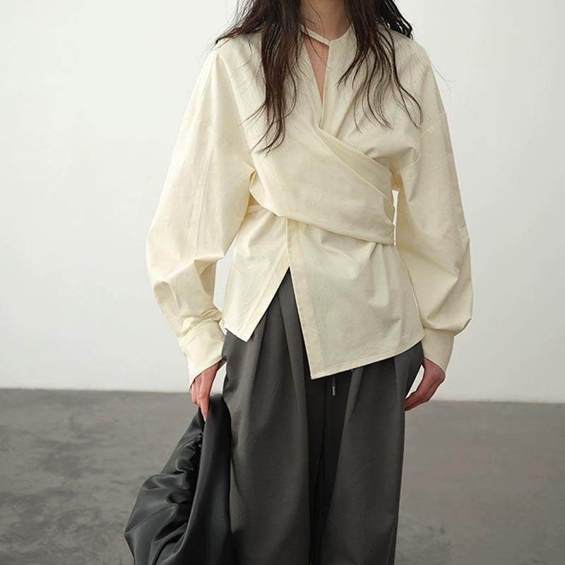 High-Grade Asymmetric Waist Slimming Blouse - Premium Stylish Picks 2025 - Buy Center
