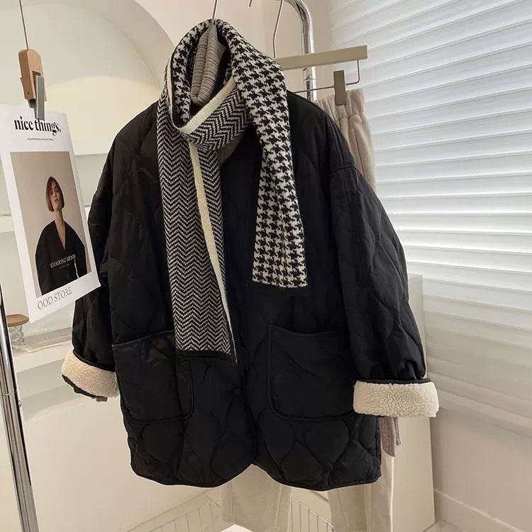 Women's Winter Cotton-Padded Baggy Coat - Trendy Diamond Lattice Design - Buy Center
