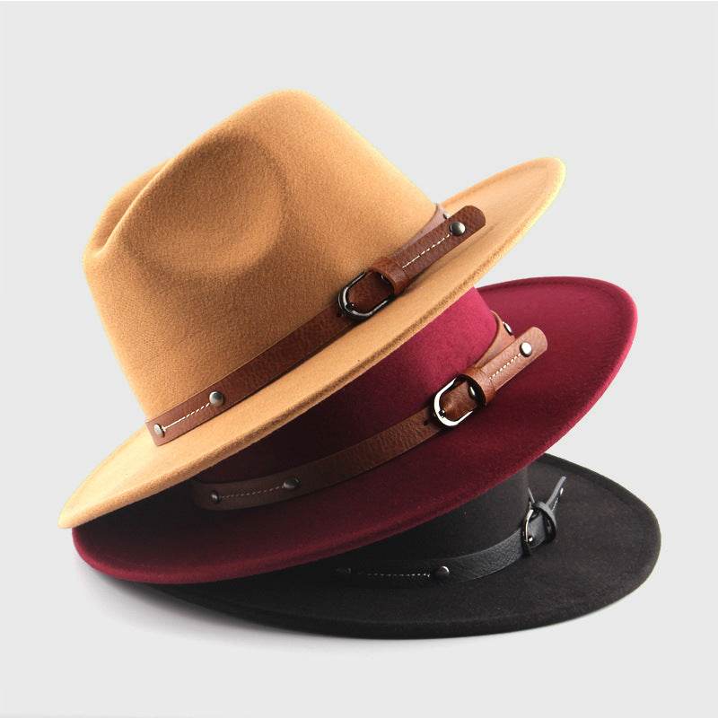 Big Brim Jazz Cowboy Hat - Stylish Women's Hat with Monochrome Belt - Buy Center