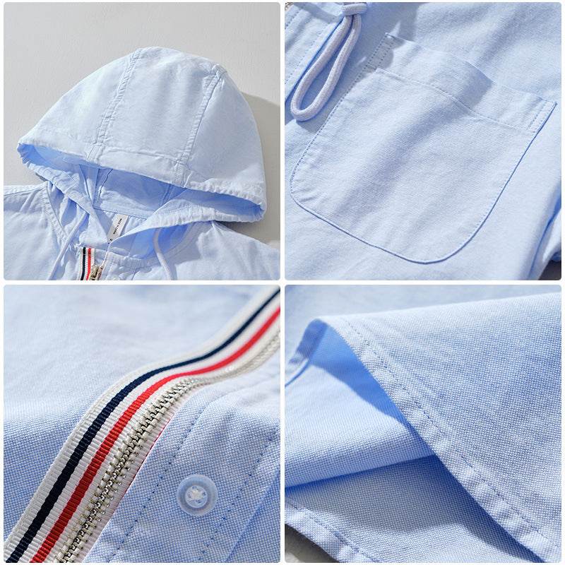 Men's Long Sleeve Cotton Shirt Coat - Slim Fit, Trendy Color Matching Style - Buy Center