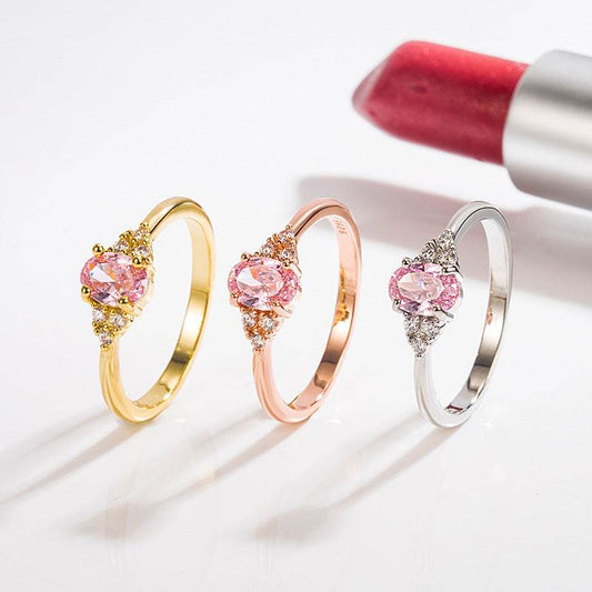 Buy Center Women's Personalized Pink Diamond Ring - Electroplated Gold - Buy Center