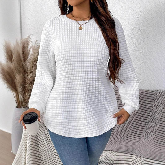 Women's Casual Pullover Sweater - Solid Color Plaid, Sizes XL to 5XL - Buy Center
