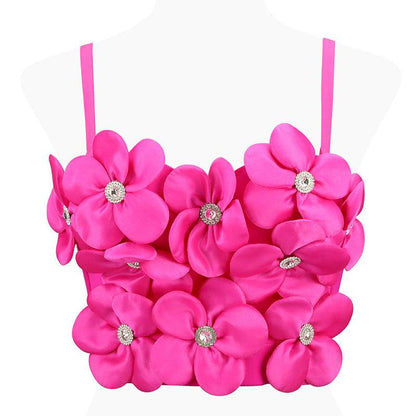 New Dopamine Floral Rhinestone Bandeau Top - Stylish Women's Sling Camis 2025 - Buy Center