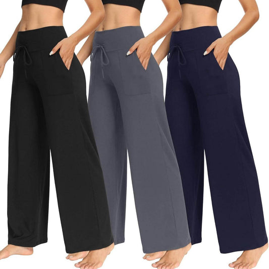 Women's High Waist Pajama Pants - Trendy Wide Leg Style for Comfort - Buy Center