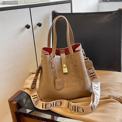 Buycenter Retro One-Shoulder Bucket Bag - Solid Color, Fashionable Design - Buy Center