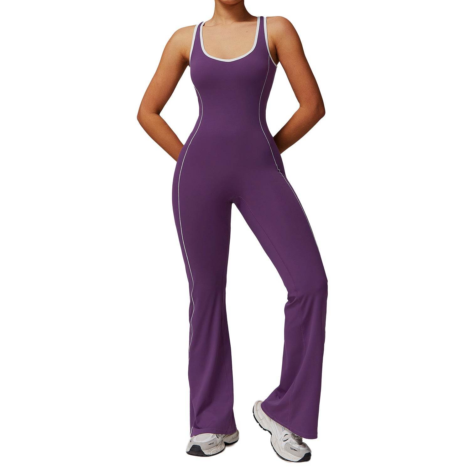 Stylish Hollow Back Yoga Jumpsuit - Breathable Comfort for Dance & Fitness - Buy Center