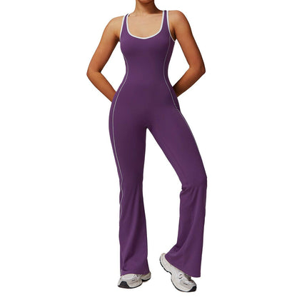Stylish Hollow Back Yoga Jumpsuit - Breathable Comfort for Dance & Fitness - Buy Center