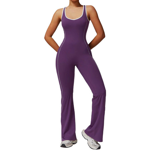 Stylish Hollow Back Yoga Jumpsuit - Breathable Comfort for Dance & Fitness - Buy Center