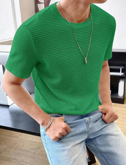 Men's Casual Loose Short Sleeve Tee - Solid Color, Comfortable Fit - Buy Center