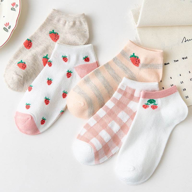 Cute Brown Bear Low-Cut Women's Socks - 5 Pairs of Fun Style - Buy Center