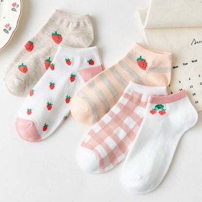 Cute Brown Bear Low-Cut Women's Socks - 5 Pairs of Fun Style - Buy Center