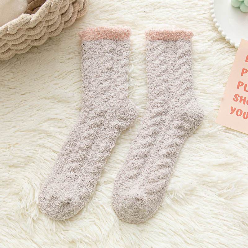 Cozy Thickened Thermal Coral Fleece Women's Socks - Stylish Mid-Tube Design - Buy Center