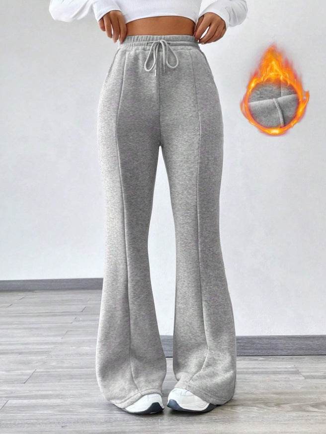 Buycenter Women's Flared Casual Pants - Comfortable Stretch Fleece Style - Buy Center