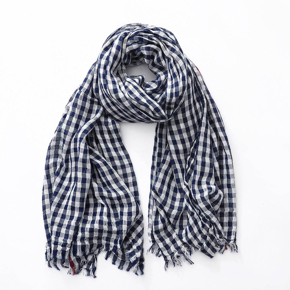 Stylish Cotton Plaid Scarf for Men & Women - Trendy Fashion Accessory 2025 - Buy Center