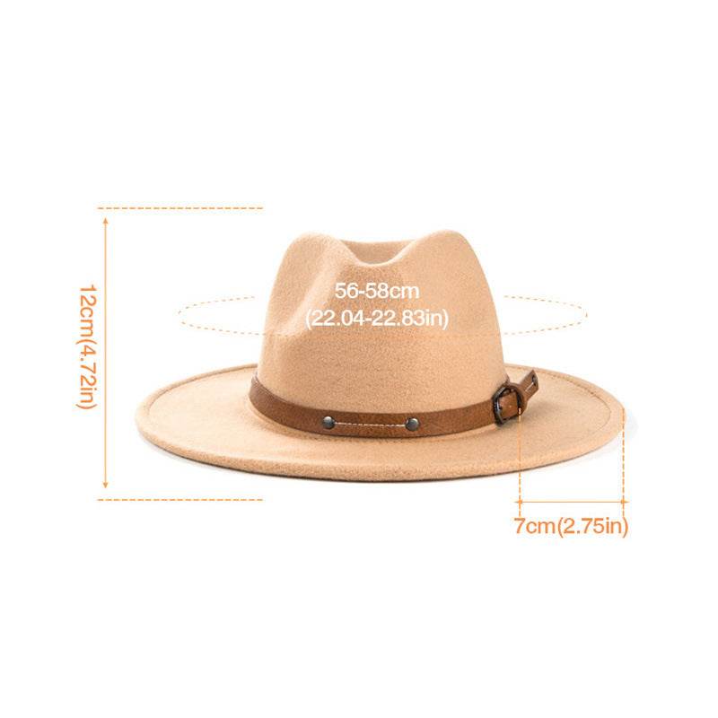 Big Brim Jazz Cowboy Hat - Stylish Women's Hat with Monochrome Belt - Buy Center