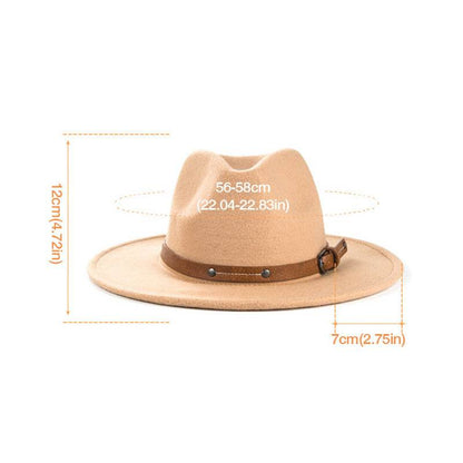 Big Brim Jazz Cowboy Hat - Stylish Women's Hat with Monochrome Belt - Buy Center