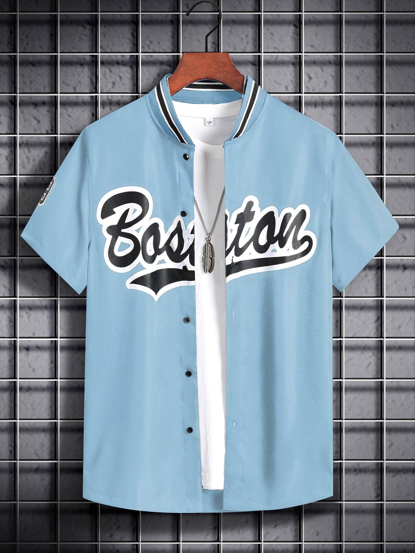 Loose Printed Letters Casual Shirt - Breathable Korean Style in 6 Colors - Buy Center