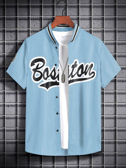Loose Printed Letters Casual Shirt - Breathable Korean Style in 6 Colors - Buy Center