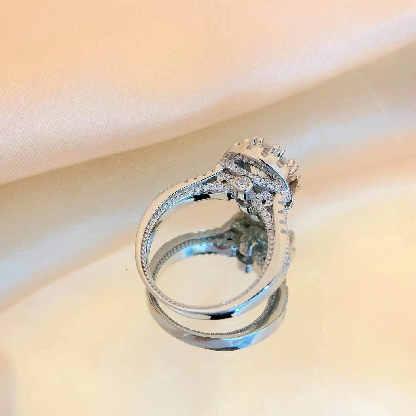 Buycenter Sterling Silver Moissanite Jewelry Ring - Luxury Y Design - Buy Center