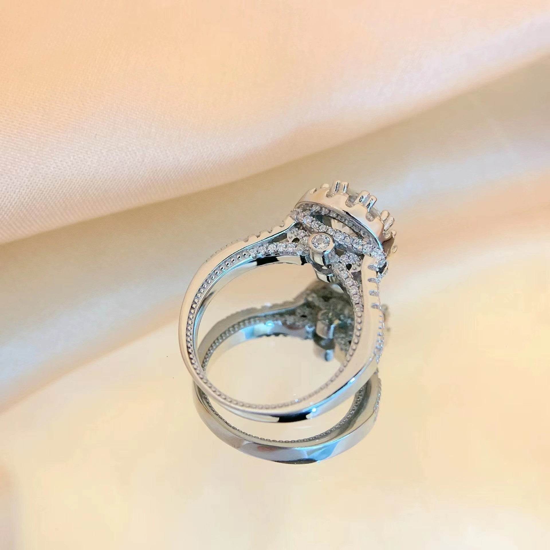 Buycenter Sterling Silver Moissanite Jewelry Ring - Luxury Y Design - Buy Center
