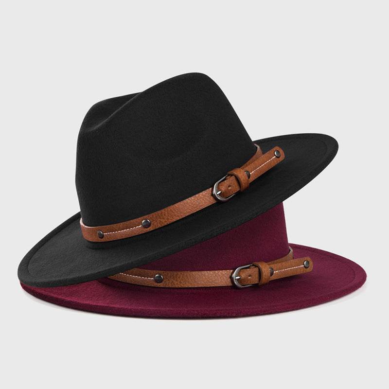 Big Brim Jazz Cowboy Hat - Stylish Women's Hat with Monochrome Belt - Buy Center
