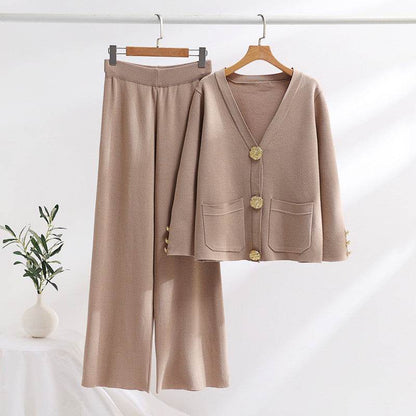 Stylish Contrast Color Women's Sweater & Wide Leg Pants Set - Trendy 2025 - Buy Center