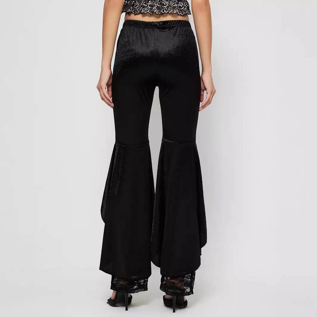 Women's Elegant Lace Bell-Bottom Pants - Stylish Wide Leg Trousers 2025 - Buy Center