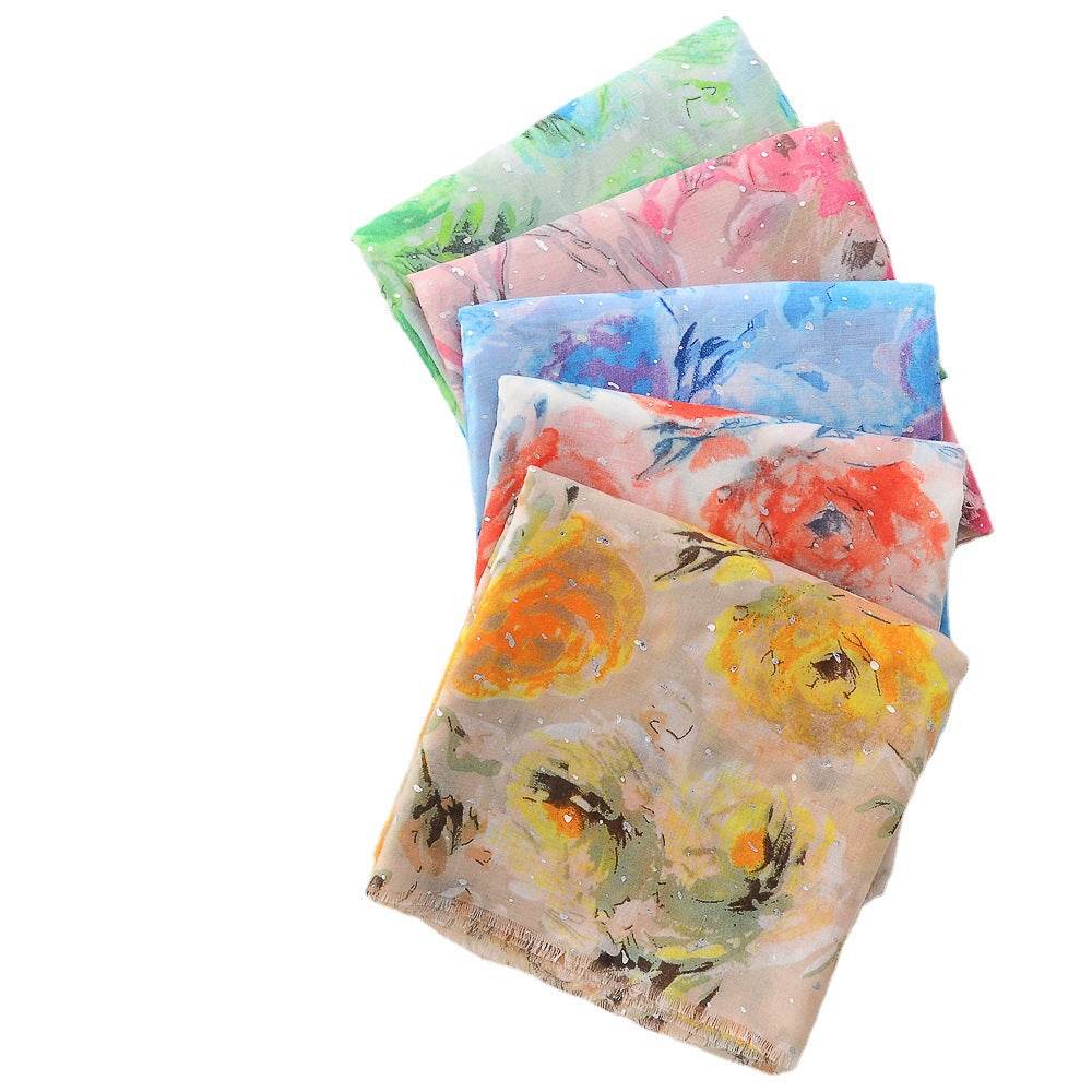 Women's Rose Bronzing Scarf - Versatile Cotton Linen Wrap for Every Occasion - Buy Center