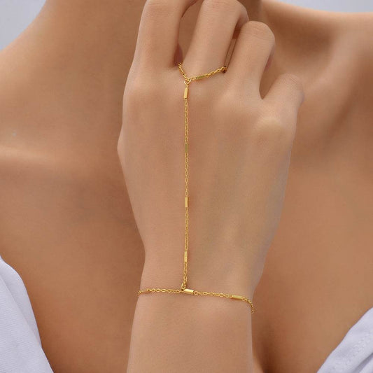 BuyCenter Women's Beach Ring Bracelet - Elegant Gold Chain Design - Buy Center