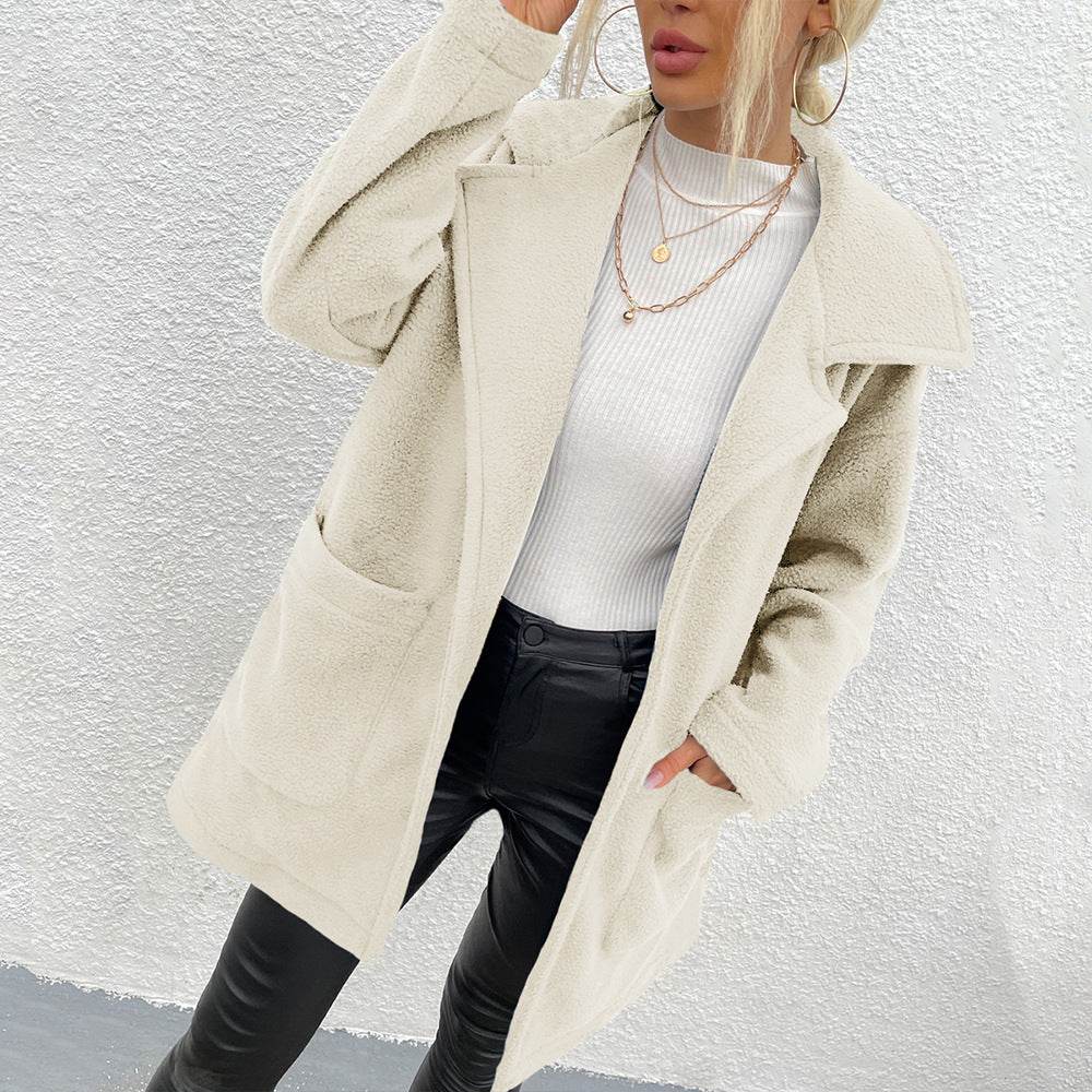Women's Double-Sided Fleece Mid-Length Coat - Stylish & Cozy Outerwear - Buy Center