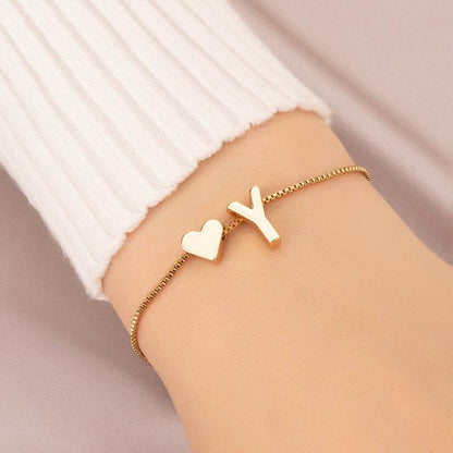 Cute Love Heart Bracelet - Personalized Couple Gift with English Letters - Buy Center