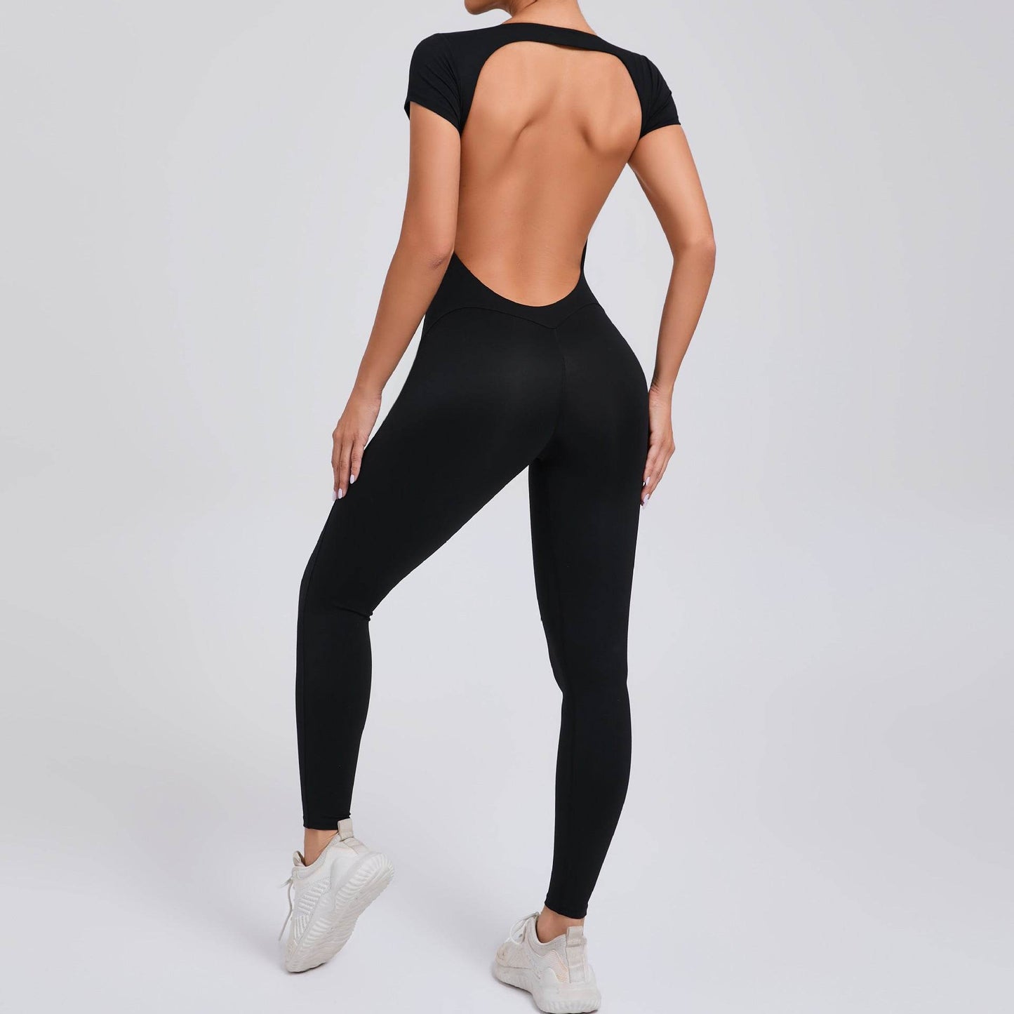 Buycenter Pure Color Tight Yoga Jumpsuit - Moisture Absorbent & Flexible Fit - Buy Center