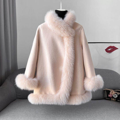 Socialite Cloak Women's Reversible Fur Jacket - Stylish Mid-Length Coat - Buy Center