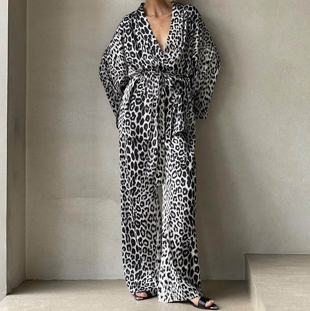 Women's Leopard Print Two-Piece Suit - Chic Long-Sleeved Style 2025 - Buy Center