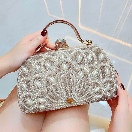Buycenter Women's Rhinestone Handbag - Solid Color, Stylish Clutch Bag - Buy Center
