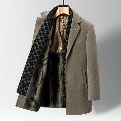 Fashion Men's Woolen Coat - Gold Mink Velvet Parka for All Seasons - Buy Center