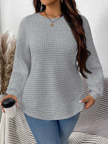 Women's Casual Pullover Sweater - Solid Color Plaid, Sizes XL to 5XL - Buy Center