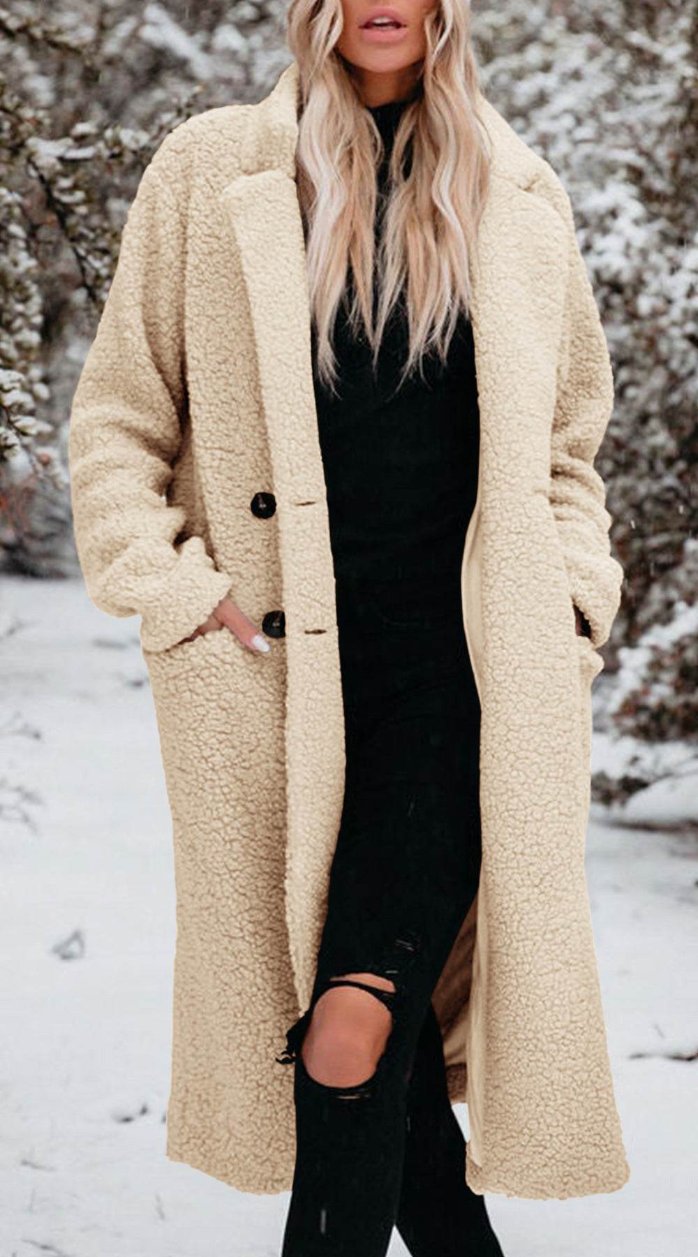 Women's Long-Sleeved Lapel Plush Top - Chic Warm Casual Style 2025 - Buy Center