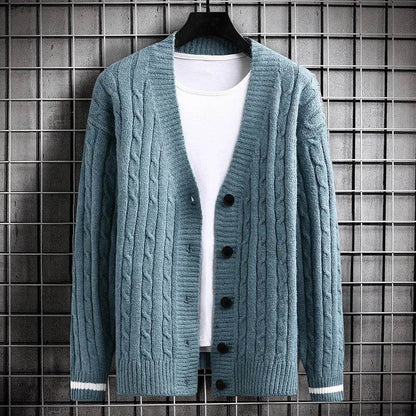 FAVOCENT Men's Slim Fit Cardigan - Casual Solid Color Sweater for Autumn - Buy Center